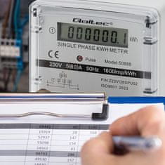 Qoltec Enofazni elektronski števec qoltec | števec porabe energije | 230V | LCD