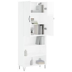 Vidaxl Visoka komoda visok sijaj bela 69,5x34x180 cm inženirski les