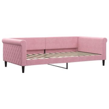 Vidaxl Raztegljiva postelja roza 100x200 cm žamet