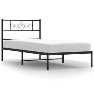 Vidaxl Kovinski posteljni okvir z vzglavjem črn 90x190 cm