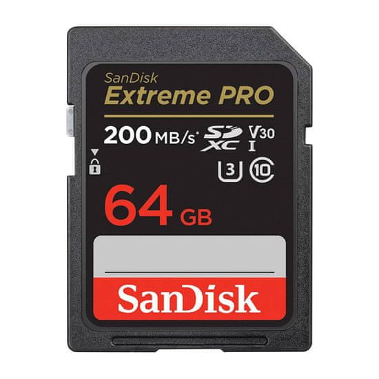 SanDisk pomnilniška kartica sandisk extreme pro sdxc 64 gb 200/90 mb/s uhs-i u3 (sdsdxxu-064g-gn4in)