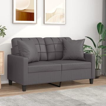 Vidaxl vidaXL Dvosed z blazinami, siv, 120 cm, umetno usnje