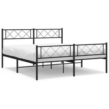Vidaxl Kovinski posteljni okvir z vzglavjem in vznožjem črn 140x200 cm