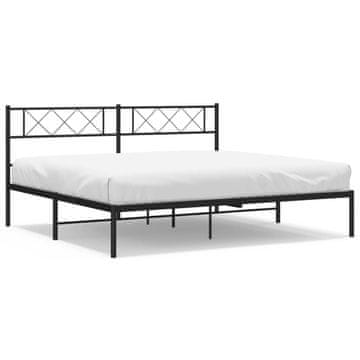 Vidaxl Kovinski posteljni okvir z vzglavjem črn 183x213 cm