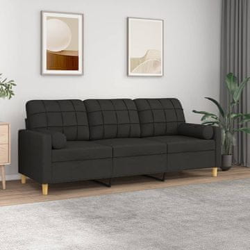 Vidaxl vidaXL Trosed z blazinami, črne barve, 180 cm, blago