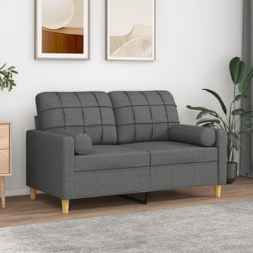 Vidaxl vidaXL Dvosed z blazinami, temno siv, 120 cm, blago