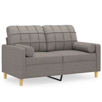 Vidaxl Kavč dvosed z blazinami taupe 120 cm blago
