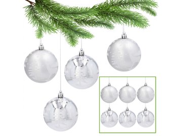 sarcia.eu Komplet plastičnih božičnih kroglic 8 cm, srebrne kroglice, božični okraski, 6 kosov