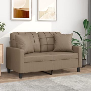 Vidaxl vidaXL Dvosed z blazinami, kapučino, 120 cm, umetno usnje
