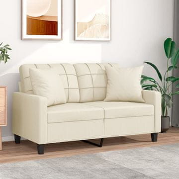 Vidaxl vidaXL Dvosed z blazinami, kremne barve, 120 cm, umetno usnje