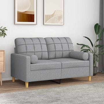 Vidaxl vidaXL Dvosed z blazinami, svetlo siv, 120 cm, blago