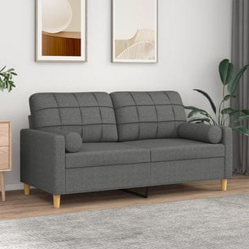 Vidaxl vidaXL Dvosed z blazinami, temno siv, 140 cm, blago