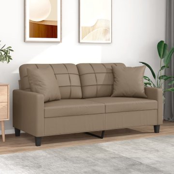 Vidaxl vidaXL Dvosed z blazinami, kapučino, 140 cm, umetno usnje