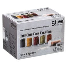 5Five® Komplet 6 steklenih kozarcev za začimbe