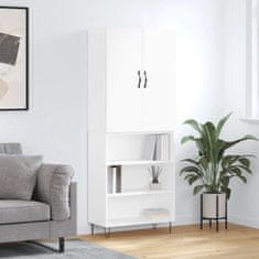 Vidaxl Visoka komoda visok sijaj bela 69,5x34x180 cm inženirski les