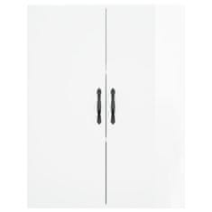 Vidaxl Visoka komoda visok sijaj bela 69,5x34x180 cm inženirski les