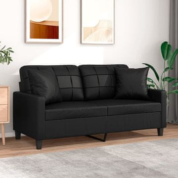 Vidaxl vidaXL Dvosed z blazinami, črne barve, 140 cm, umetno usnje