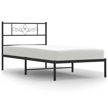 Vidaxl Kovinski posteljni okvir z vzglavjem črn 90x200 cm