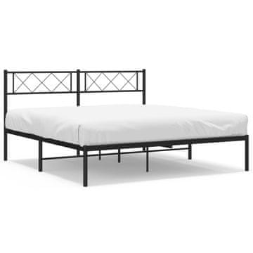 Vidaxl Kovinski posteljni okvir z vzglavjem črn 150x200 cm