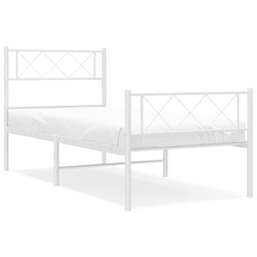 Vidaxl Kovinski posteljni okvir z vzglavjem in vznožjem bel 100x200 cm