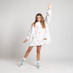 Svilanit SoftHug otroška hoodie odeja z rokavi, dragulji + nogavice