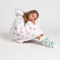 Svilanit SoftHug otroška hoodie odeja z rokavi, dragulji + nogavice