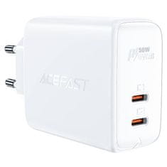 AceFast A29 PD 50W GaN omrežni polnilnik, 2x USB, (bela)