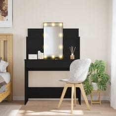 Vidaxl Toaletna mizica z LED lučkami črna 96x40x142 cm
