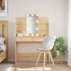 Vidaxl Toaletna mizica z LED lučkami sonoma hrast 96x40x142 cm
