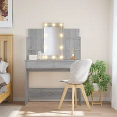 Vidaxl Toaletna mizica z LED lučkami siva sonoma 96x40x142 cm