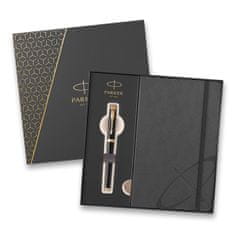 Parker IM Premium Black GT nalivno pero, konica F, darilna škatla z beležko