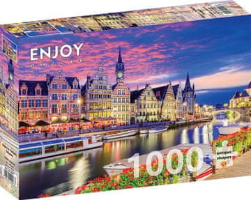 ENJOY Puzzle Gent ob mraku, Belgija 1000 kosov