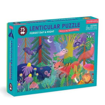 Mudpuppy Puzzle z lentikularnim učinkom Gozd podnevi, ponoči 75 kosov