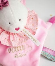 Doudou Darilni set - plišasta ropotuljica roza mačka 20 cm