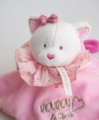 Doudou Darilni set - plišasta ropotuljica roza mačka 20 cm