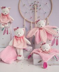 Doudou Darilni set - plišasta ropotuljica roza mačka 20 cm
