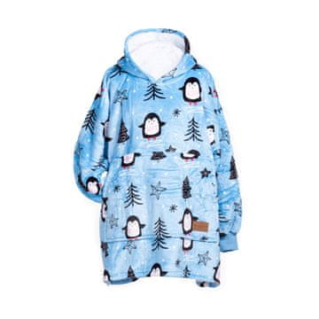 Svilanit hoodie odeja z rokavi, pingvin + nogavice