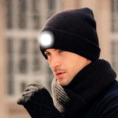 Netscroll Vsestranska kapa z LED lučko, zimska kapa, odlična vidljivost v temi, moderna zasnova vam omogoča prostoročno osvetlitev, odlična za tek, kampiranje, ribarjenje, delo v temi, LightBeanie