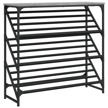 Vidaxl Regal za čevlje siva sonoma 90x30x85 cm inženirski les