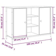 Vidaxl Komoda rjavi hrast 100x35x70 cm inženirski les