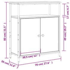 Vidaxl Komoda dimljeni hrast 70x30x80 cm inženirski les