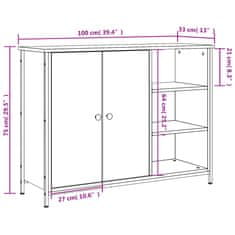 Vidaxl Komoda rjavi hrast 100x33x75 cm inženirski les