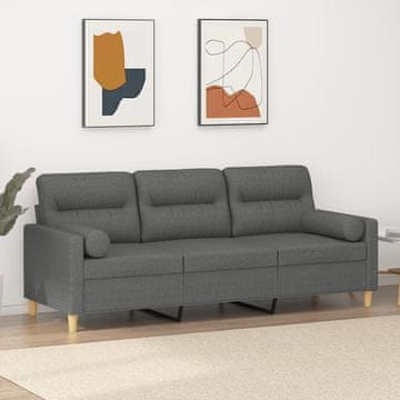 Vidaxl vidaXL Trosed z blazinami, temno siv, 180 cm, blago