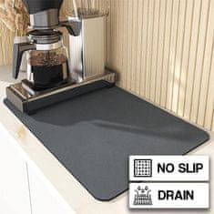Cool Mango Kuhinjska odcejalna podloga za sušenje posode, zaščita kuhinjskih pultov, diatomitna podloga, odporna proti madežem, 60 x 40 cm – Drainmat