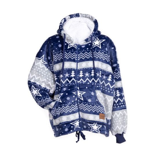 Svilanit hoodie odeja z zadrgo, Blue Xmas + nogavice