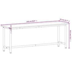 shumee Delovni pult 220x55x81,5 cm trdna bukovina in kovina