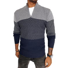 Dstreet Moški pulover IMAS siv in temno moder wx2116 2XL-3XL