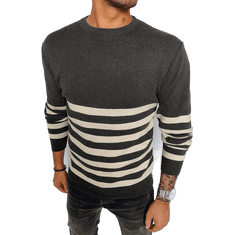 Dstreet Moški črtasti pulover LINES temno siv wx2133 M-L