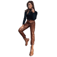 Dstreet Ženske voščene hlače LAPIS rjave barve uy1719 XXL