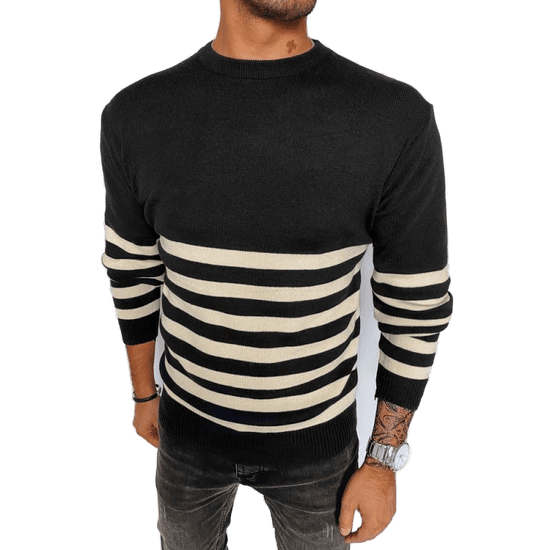 Dstreet Moški črtasti pulover LINES črn wx2132